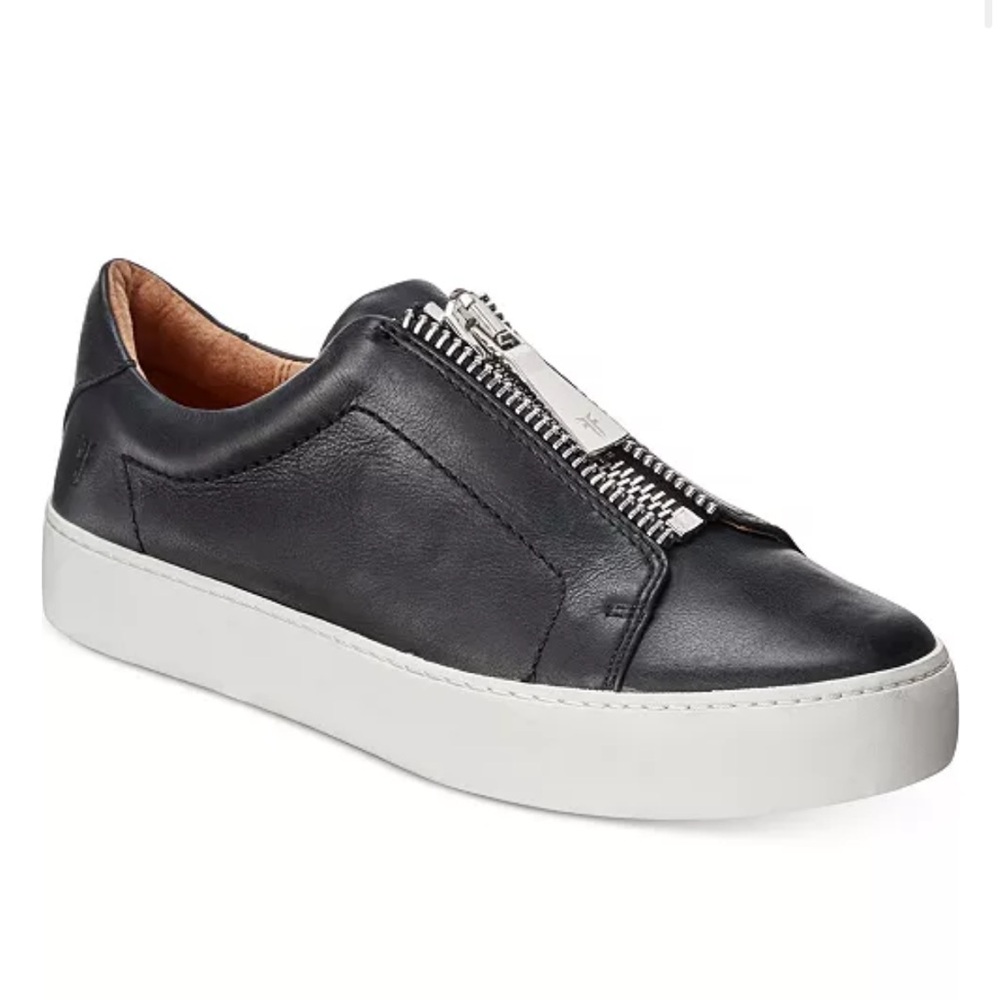 Frye Black Leather Sneakers with White Sole